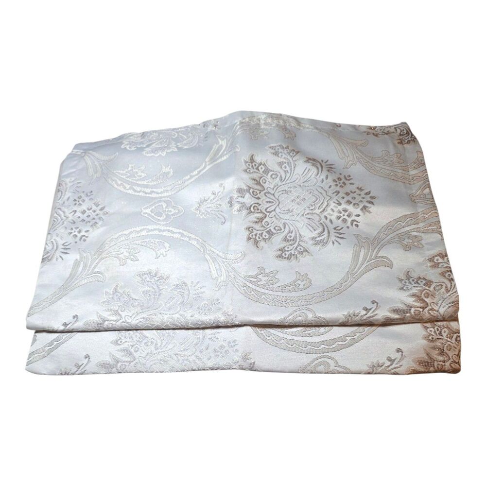 Two Full/Queen Jacquard Soft Gray Floral Brocade Mainstay Pillow Shams
